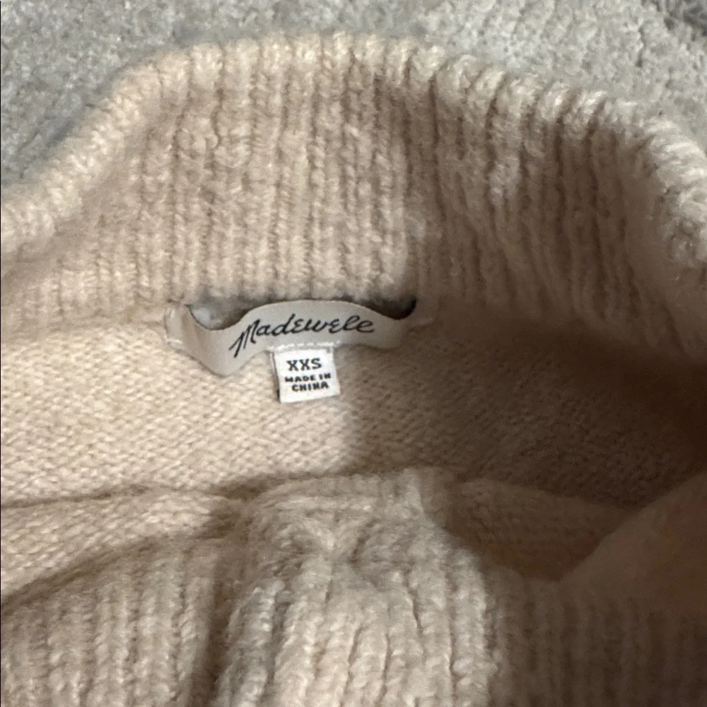 Madewell Cream Turtleneck Sweater with Black Buttons - Picture 2 of 2